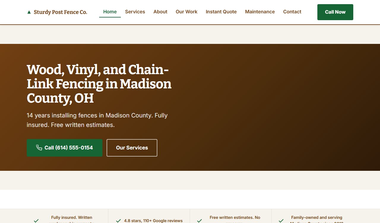 Sample fencing website design, Classic style