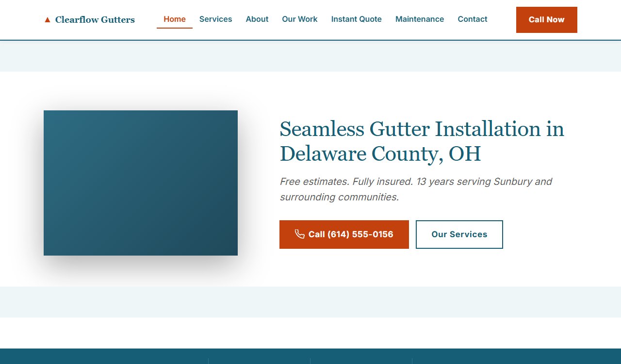 Sample gutter website design, Editorial style